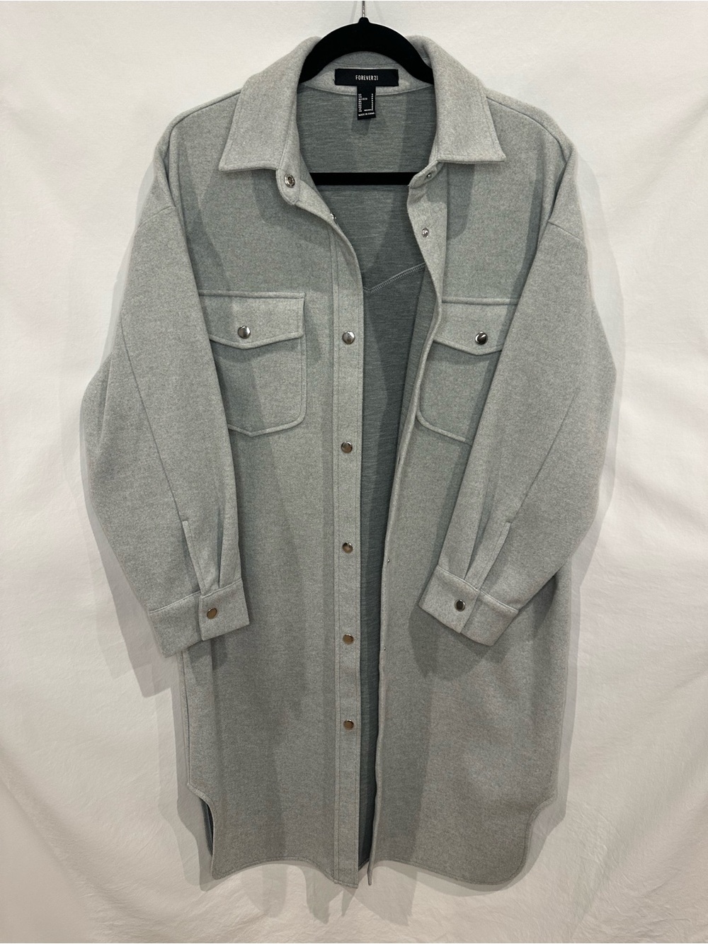 Forever 21 Light Gray Oversized Button-Front Shacket Coat